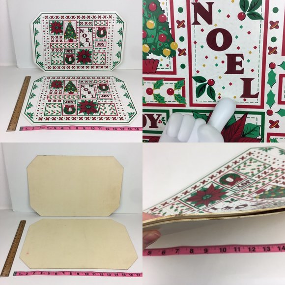 Vtg Lot of 7 Christmas Holiday Winter Vinyl Placemats Kitchen Dinner Dining READ - Picture 9 of 9